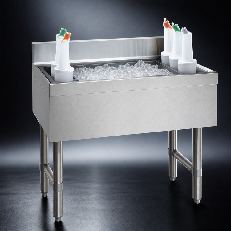 Product image #4 for Advance Tabco Underbar Basics 36-Inch Stainless Steel Cocktail Unit with 16-Inch Ice Bin and 7-Circuit Cold Plate