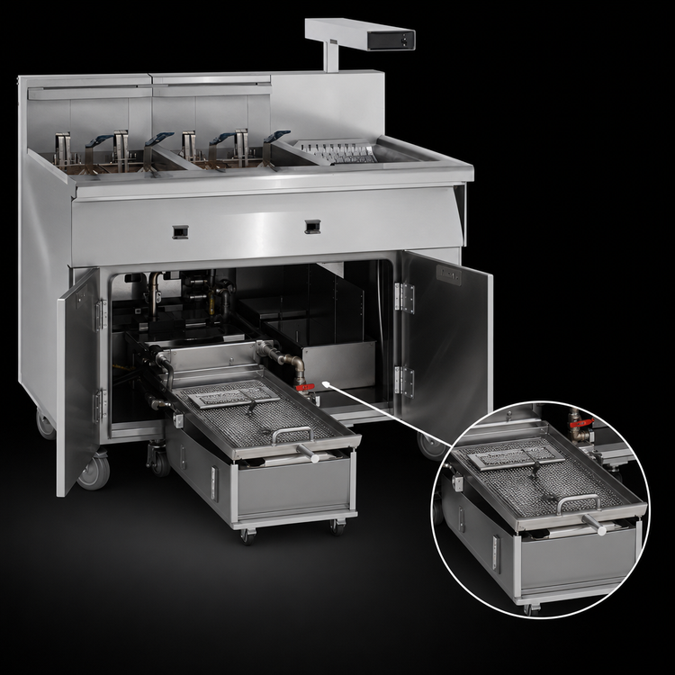 Product image #4 for Imperial Electric Floor Model 4-Battery Fryer with Built-In Filter and Dump Station, 50 lb. Per Tank