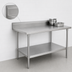 Thumbnail image #4 for John Boos Stallion 108-Inch Wide x 24-Inch Deep Stainless Steel Work Table with 5-Inch Backsplash and Adjustable Undershelf