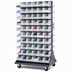 Thumbnail image #4 for Quantum Mobile Double-Sided Louvered Bin Rack with 120 Clear Bins, 36 x 25 x 72 Inches, 1200 lb Capacity