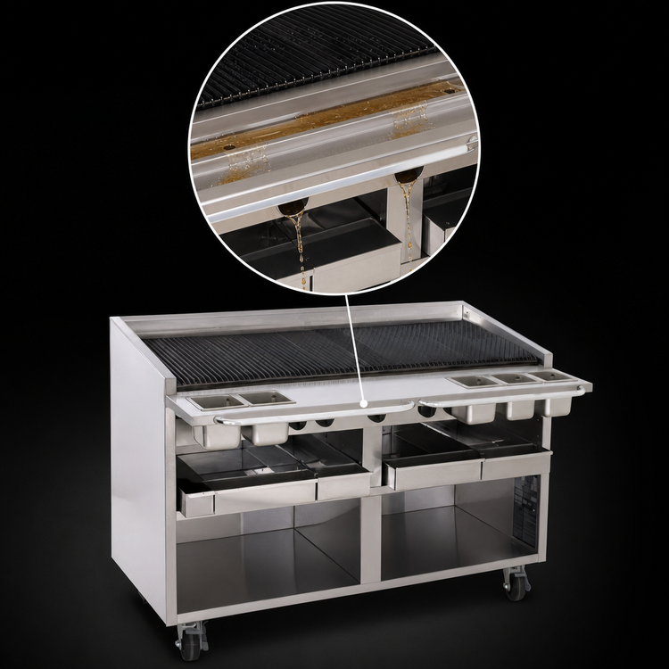 Product image #4 for Bakers Pride Dante Series 60-Inch Gas Radiant Charbroiler, Floor Model, Open Cabinet Base