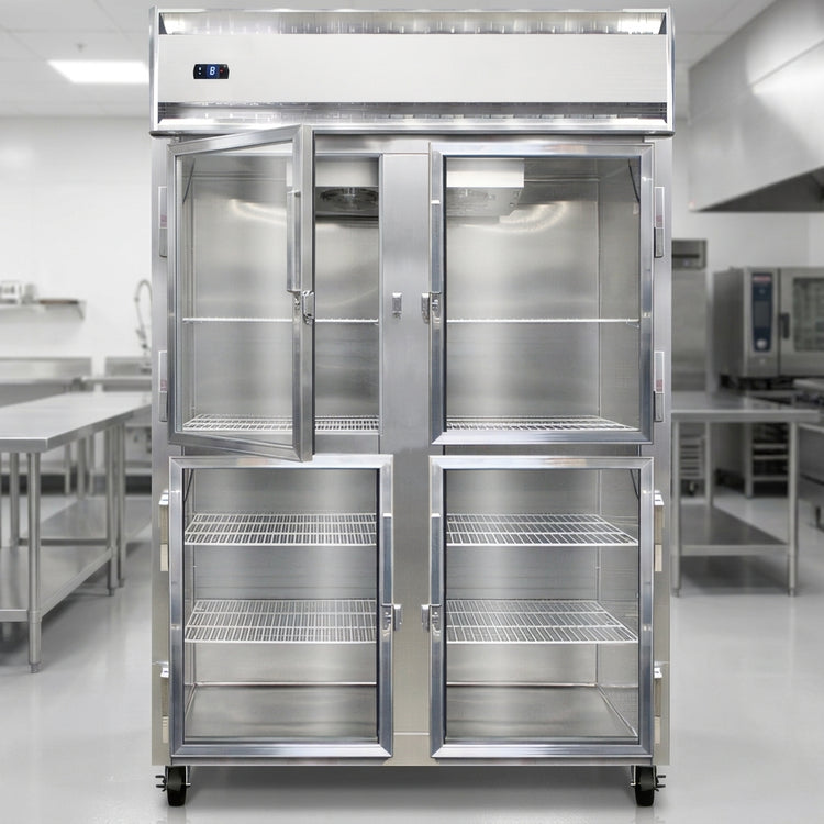 Product image #3 for Continental Refrigerator 2FSNSAGDHD Two-Section Shallow Depth Reach-in Display Freezer with Glass Half Doors