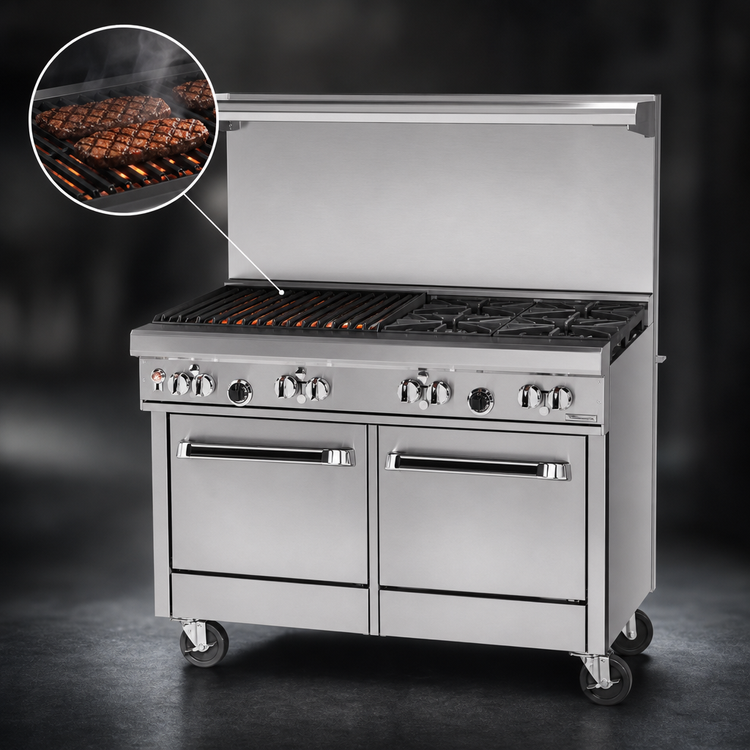 Product image #4 for Southbend Ultimate 48-Inch Gas Restaurant Range with 36-Inch Charbroiler, Convection Oven and Cabinet Base