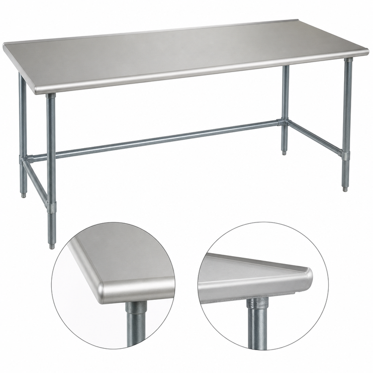 Product image #4 for Eagle Budget Series 144 Inch x 24 Inch Flat Top Work Table with 430 Stainless Steel Top and Galvanized Tubular Base