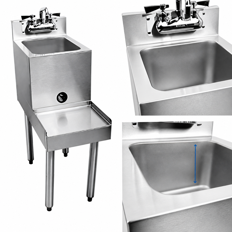 Product image #4 for Choice 18-Inch Freestanding Stainless Steel Underbar Blender Station with Sink and Backsplash