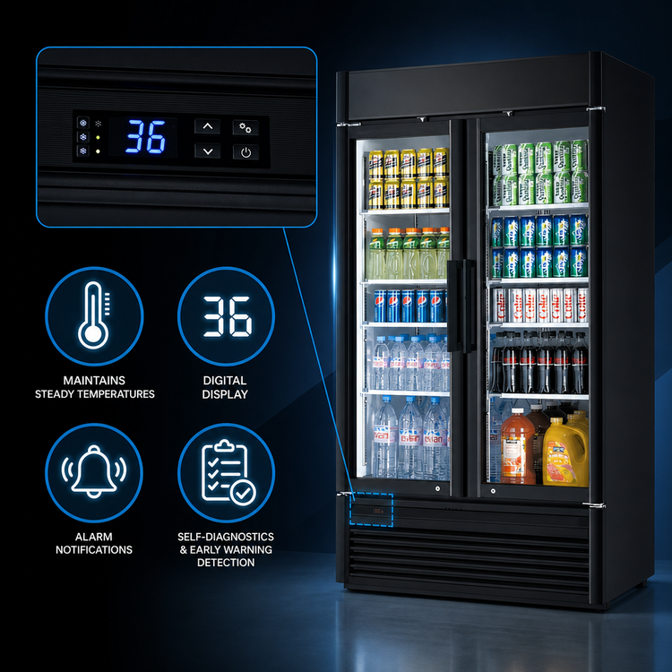 Product image #5 for Turbo Air Super Deluxe Two-Section Glass Door Merchandiser Refrigerator, 29.06 Cu. Ft., Bottom Mount, R-290