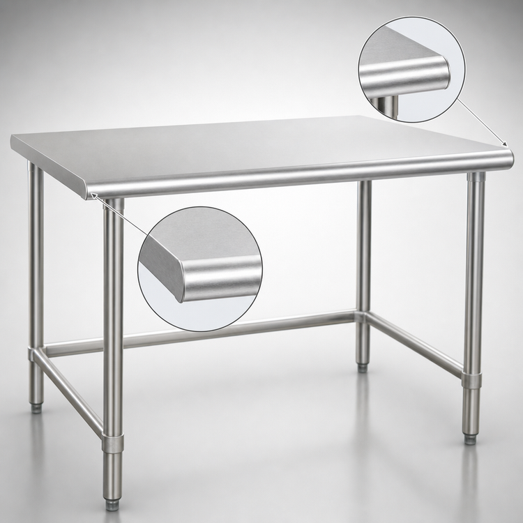 Product image #4 for Eagle Group Budget Series 84-Inch x 36-Inch Stainless Steel Flat Top Work Table with Tubular Base