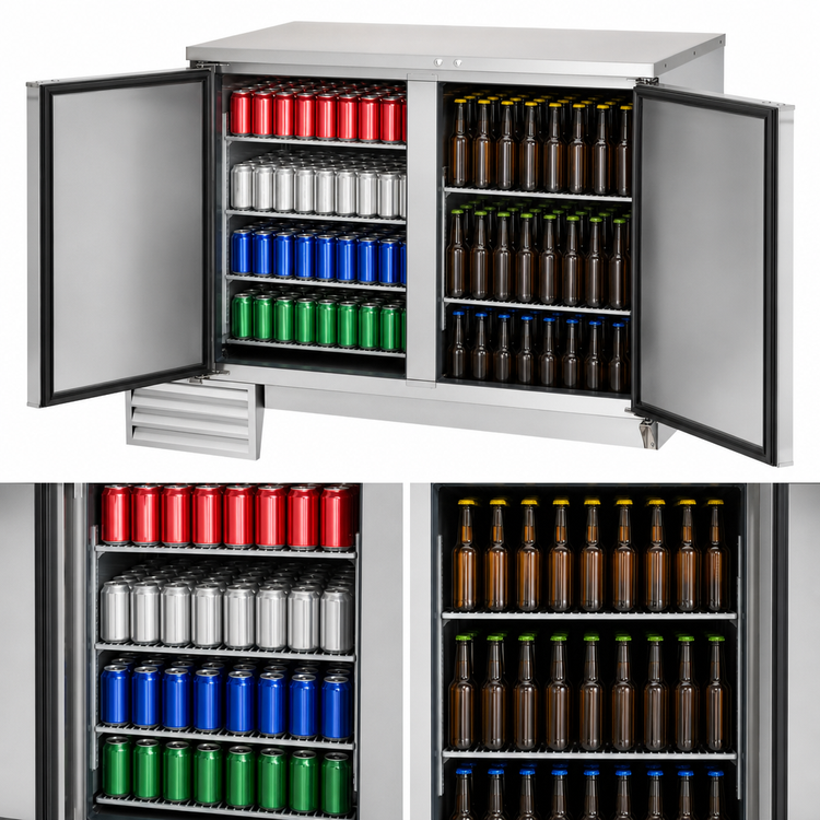 Product image #4 for Everest Refrigeration EBB59-SS Two-Section Back Bar Refrigerator with Solid Hinged Doors
