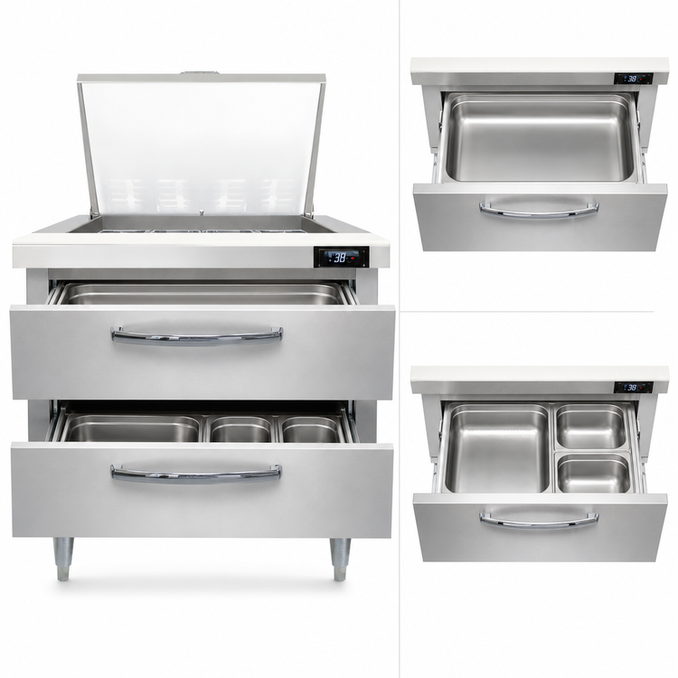 Product image #4 for Continental Refrigerator Designer Line D32N12M-D 32" Mighty Top One-Section Sandwich Unit with Drawers