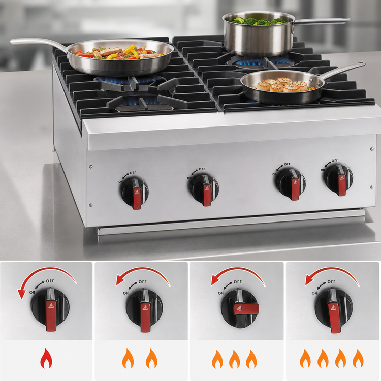 Product image #4 for BakeMax BAFA4M-24 24-Inch Natural Gas Countertop Hot Plate, 4-Burner