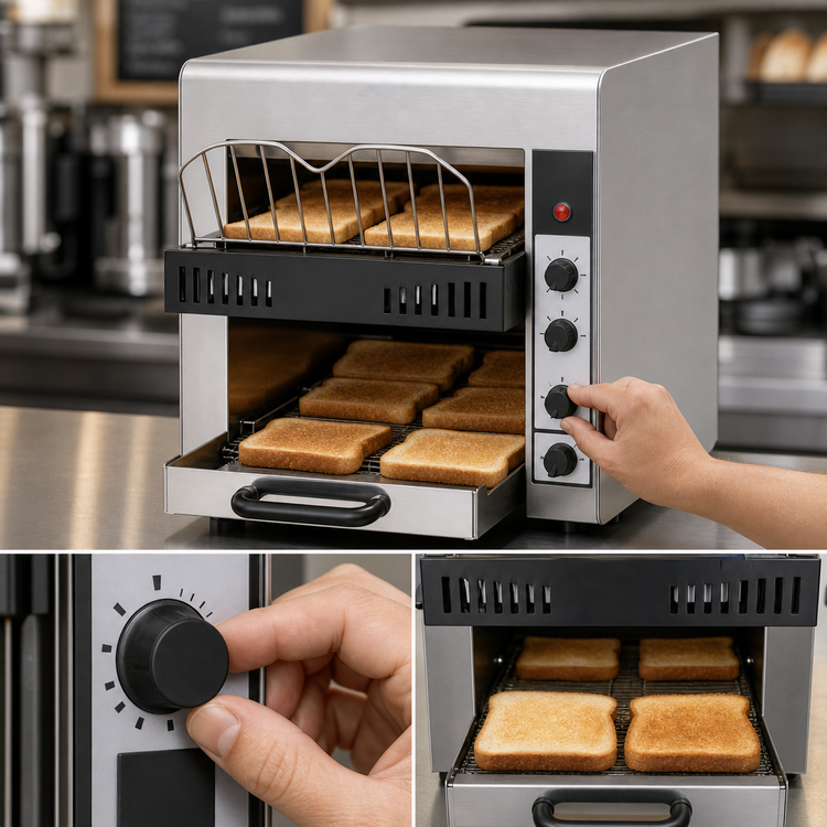 Product image #4 for BakeryXpress Countertop Horizontal Conveyor Toaster, 2-Slice Feed, 360 Slices/Hour, 220V