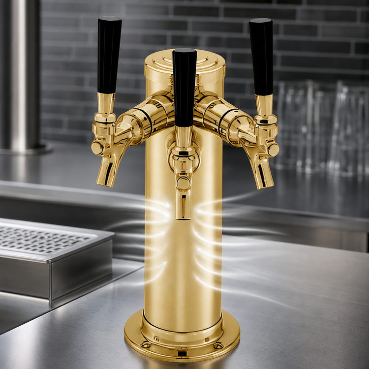 Product image #4 for Perlick 3-Faucet Air-Cooled Countertop Brass Draft Arm