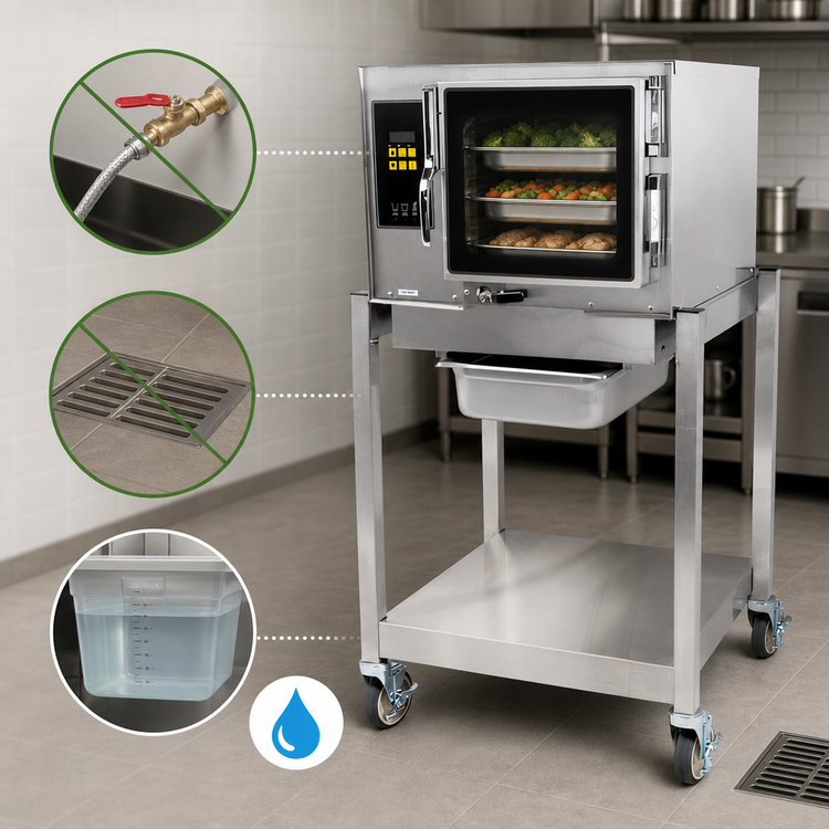 Product image #4 for AccuTemp Connectionless Evolution Boilerless Convection Steamer, 3-Pan, Natural Gas, Stand-Mounted