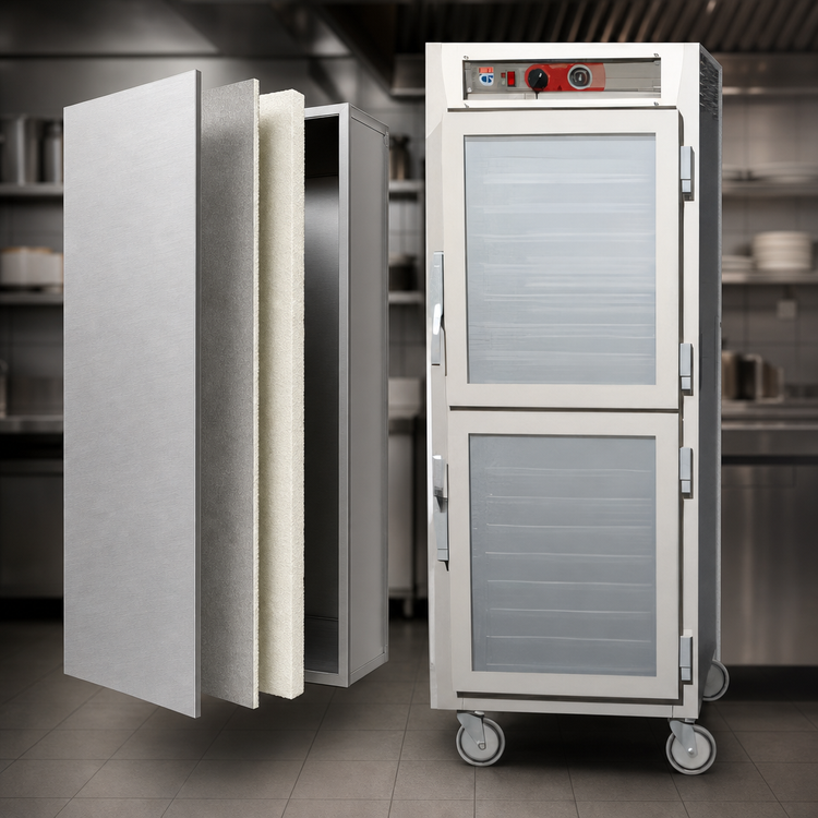 Product image #4 for Metro C5 6 Series Mobile Full-Height Pass-Thru Heated Holding Cabinet with Dutch Double-Pane Tempered Glass and Dutch Solid Doors