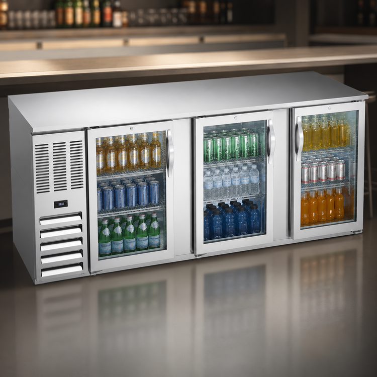 Product image #4 for Beverage-Air 94-Inch Three-Section Food-Rated Back Bar Refrigerator with Glass Doors