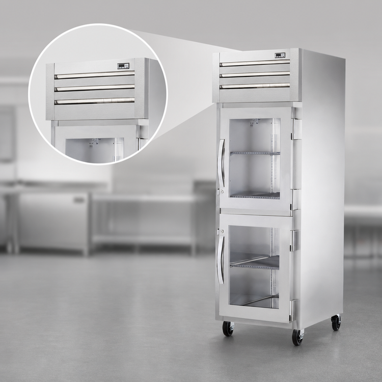 Product image #4 for True SPEC SERIES One-Section Reach-In Refrigerator with Two Half-Height Glass Swing Doors, Top-Mounted Self-Contained Refrigeration