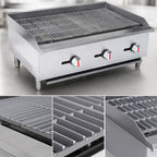 Thumbnail image #4 for Sapphire SE-CCB48 NG/LP 48-Inch Countertop Radiant Gas Charbroiler, Manual Controls, 4 U-Shaped Burners, 120,000 BTU
