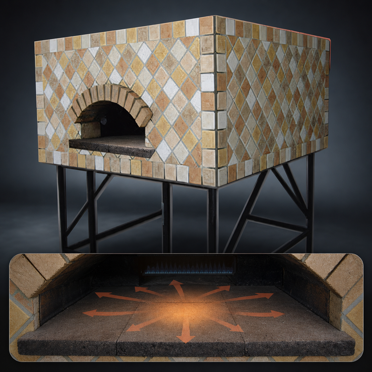 Product image #4 for Univex Stone Hearth Square Gas Pizza Dome Oven with Stand, 47-1/4 Inch Chamber