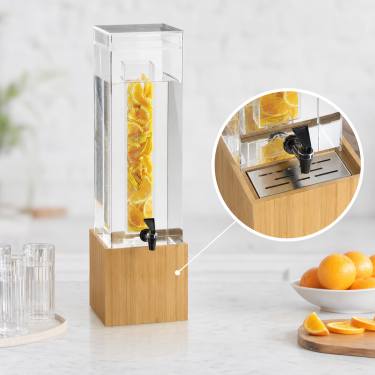 Product image #4 for Bamboo 3 Gallon Acrylic Beverage Dispenser with Infusion Chamber and Drip Tray