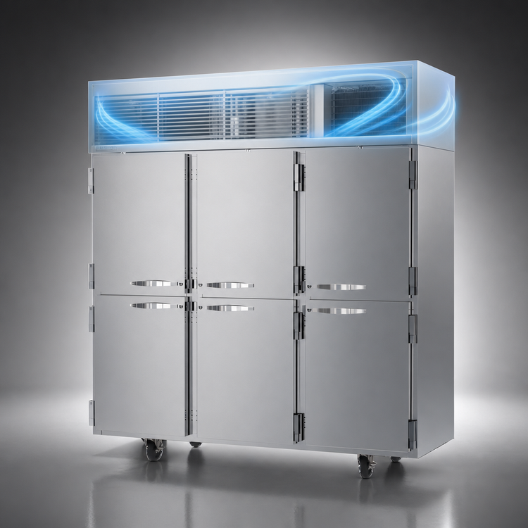 Product image #4 for Beverage-Air Horizon Series Three-Section Reach-In Freezer with Half Solid Doors, 69.1 Cu. Ft., Top-Mounted Self-Contained Refrigeration