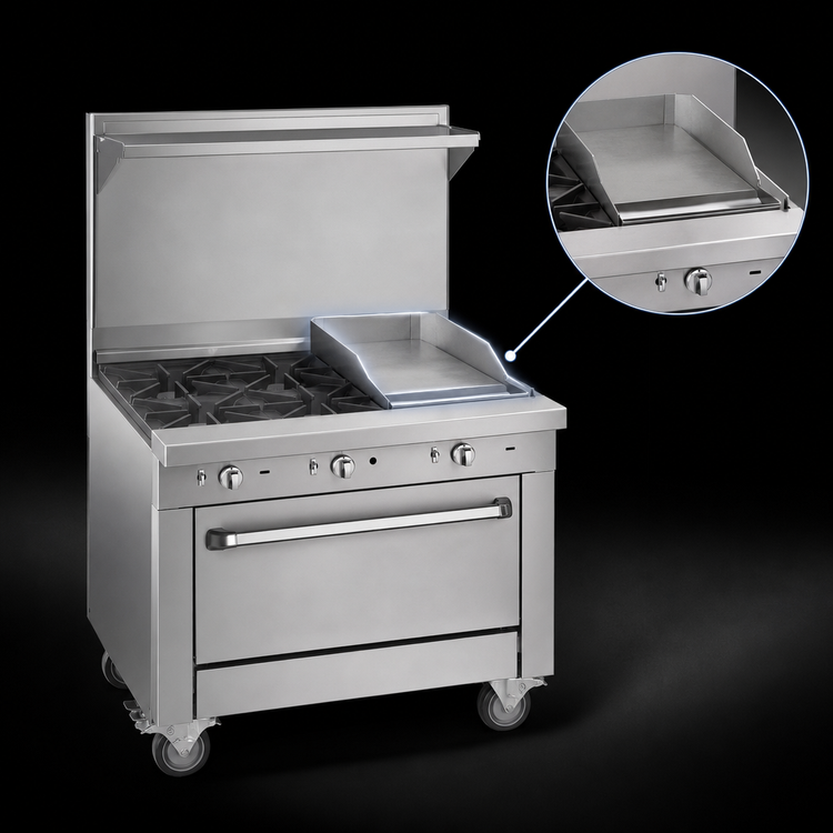 Product image #4 for Southbend Platinum 36-Inch Heavy Duty Commercial Gas Range with 4 Open Burners and 12-Inch Griddle, Cabinet Base