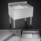 Thumbnail image #7 for Krowne Silver Series 18-30 Insulated Bar Ice Bin, 30" Wide x 12" Deep, Full Sliding Cover, 3" Backsplash, 1" Drain, Without Cold Plate