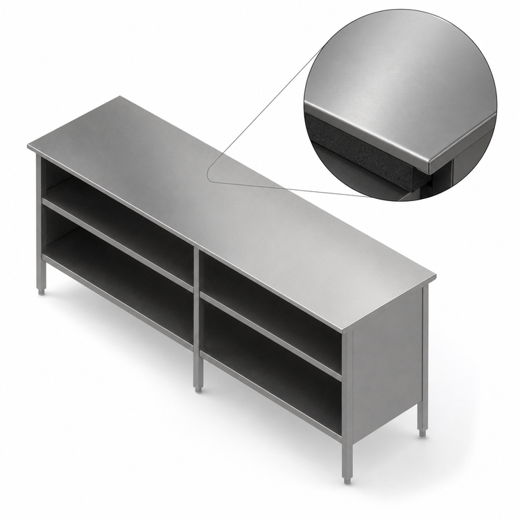 Product image #4 for John Boos 132-Inch x 30-Inch Open Front Enclosed Base Stainless Steel Work Table with Undershelf