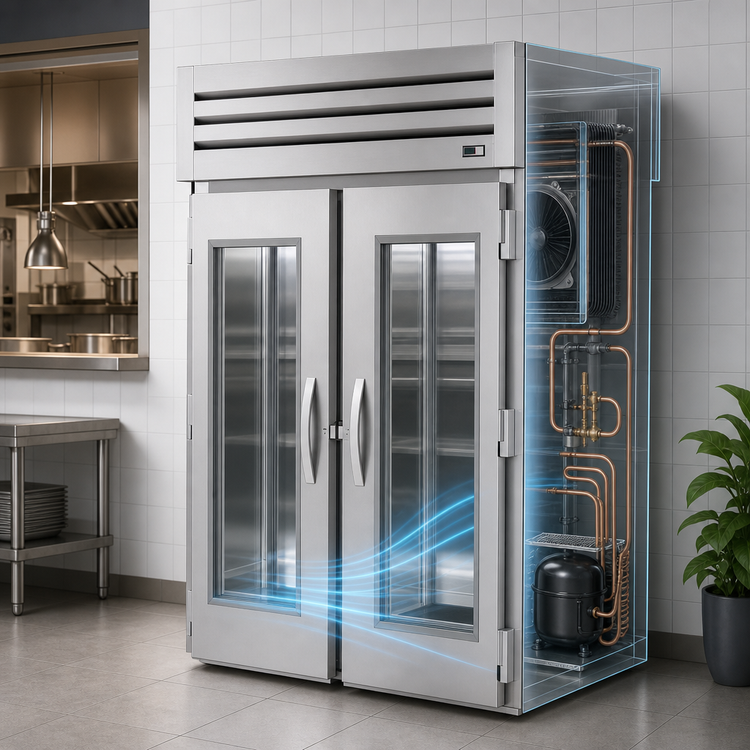 Product image #4 for True SPEC SERIES 2-Section Roll-Thru Refrigerator with Glass Front Doors and Solid Rear Doors