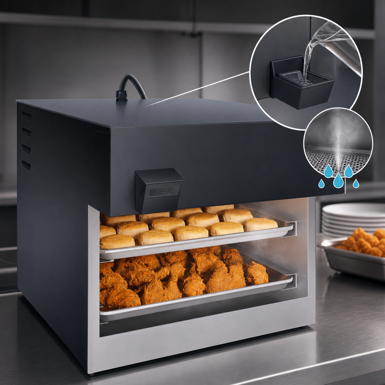 Product image #4 for Hatco Flav-R-Savor® 2-Tier Humidified Countertop Heated Air Curtain Food Display Cabinet