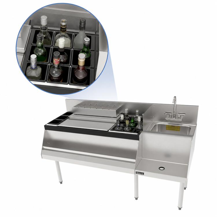 Product image #4 for Top Shelf 60-Inch Underbar Ice Bin and Cocktail Station with Blender Station