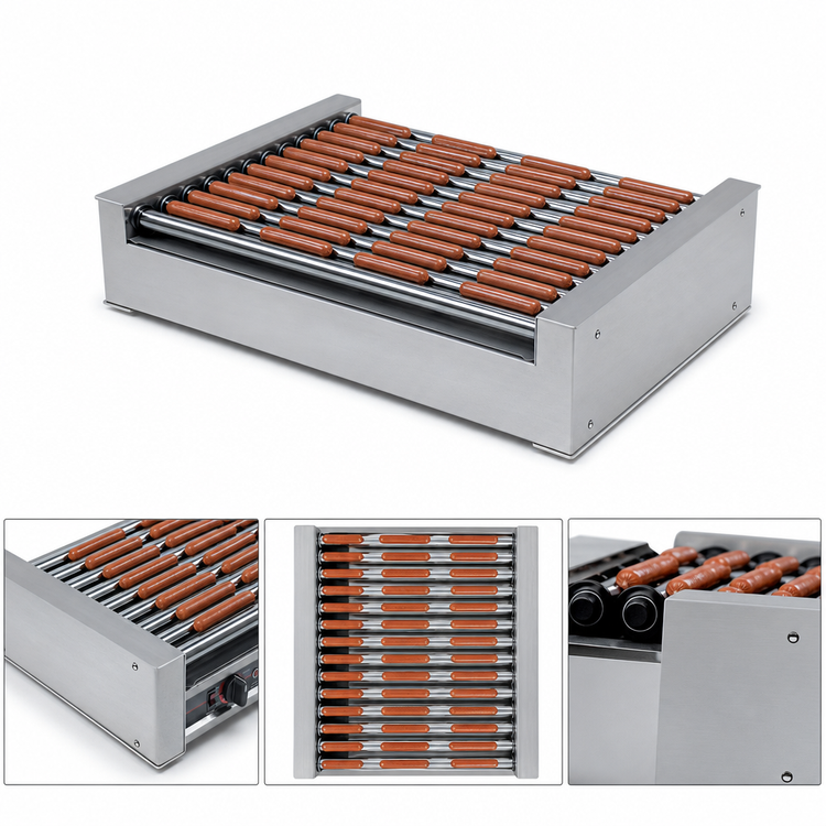 Product image #4 for Roll-A-Grill Wide Roller Hot Dog Grill, 10 Coated Rollers, 45-Hot-Dog Capacity, 230V
