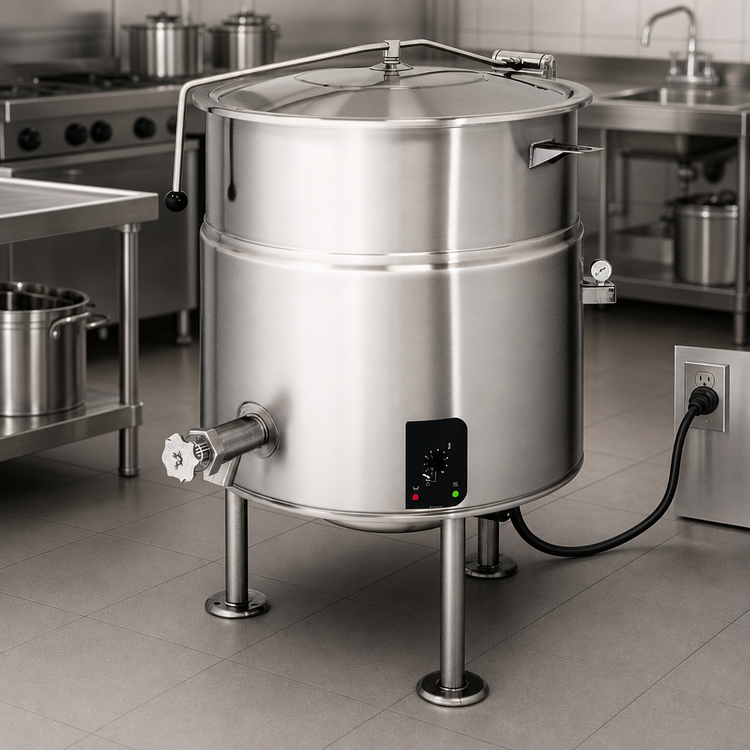 Product image #4 for 100-Gallon Electric Tri-Leg 2/3 Jacketed Steam Kettle