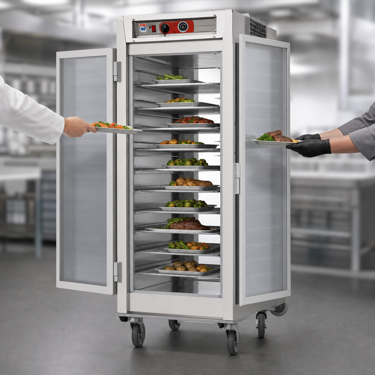 Product image #4 for Metro C5 6 Series Mobile Full-Height Pass-Thru Heated Holding Cabinet with Tempered Double-Pane Glass Doors, Universal Adjustable Slides, 120V