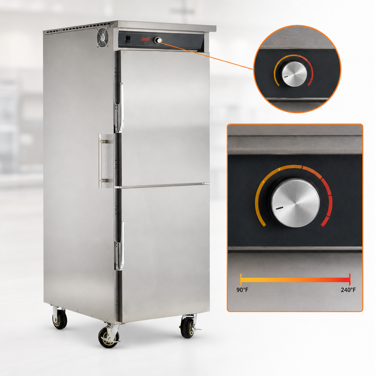 Product image #4 for FWE Slim-Line High Output Mobile Heated Holding Cabinet with Dutch Doors and 13 Pair Universal Tray Slides