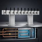 Thumbnail image #4 for Perlick Corporation 4006-10B Countertop Bridge Tee Glycol-Cooled Draft Beer Tower, 10 Faucets, Stainless Steel, 2 Bases