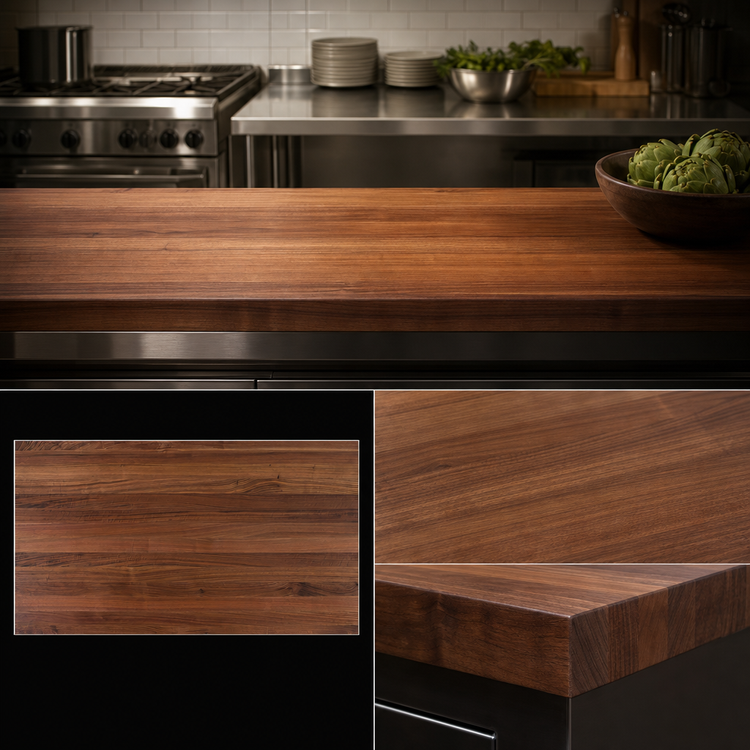 Product image #4 for Boos Block 60" x 27" American Black Walnut Edge Grain Kitchen Countertop, 1-1/2" Thick
