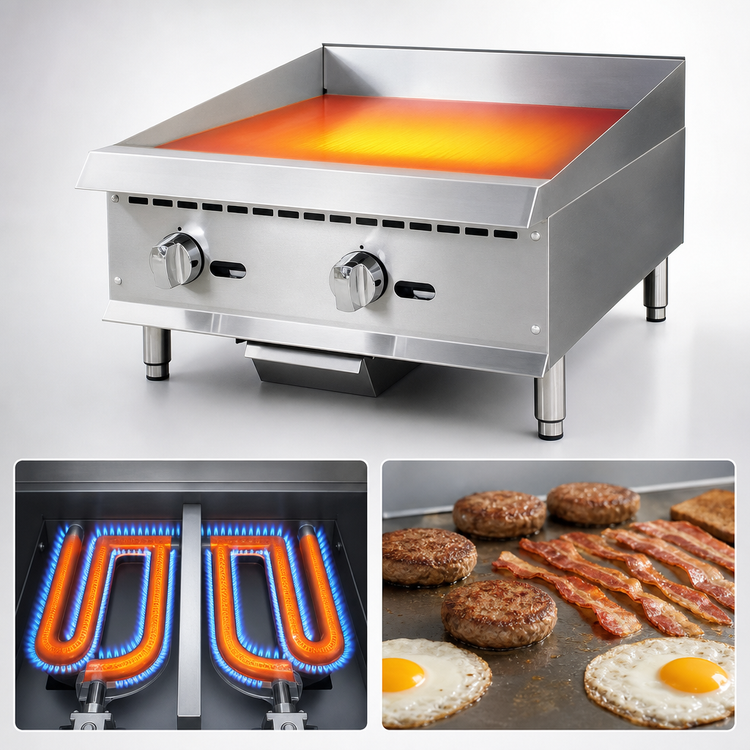 Product image #4 for IKON Cooking 24-Inch Countertop Natural Gas Thermostatic Control Griddle, 60,000 BTU, 1-Inch Polished Steel Plate