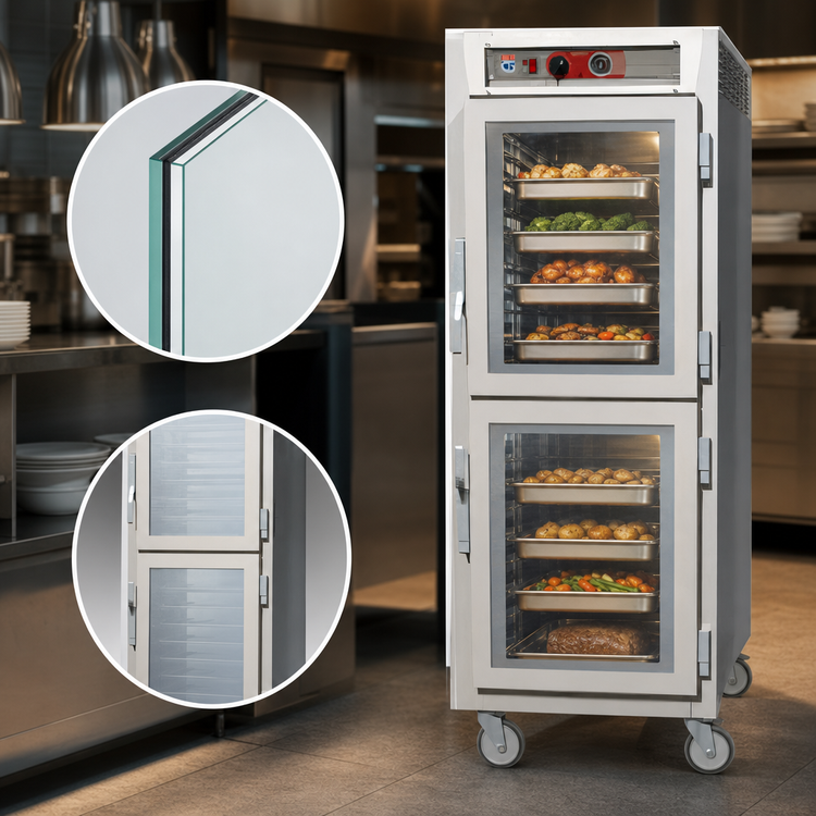 Product image #4 for Metro C5 6 Series Full-Height Mobile Pass-Thru Heated Holding Cabinet with Dutch Double-Pane Tempered Glass Doors