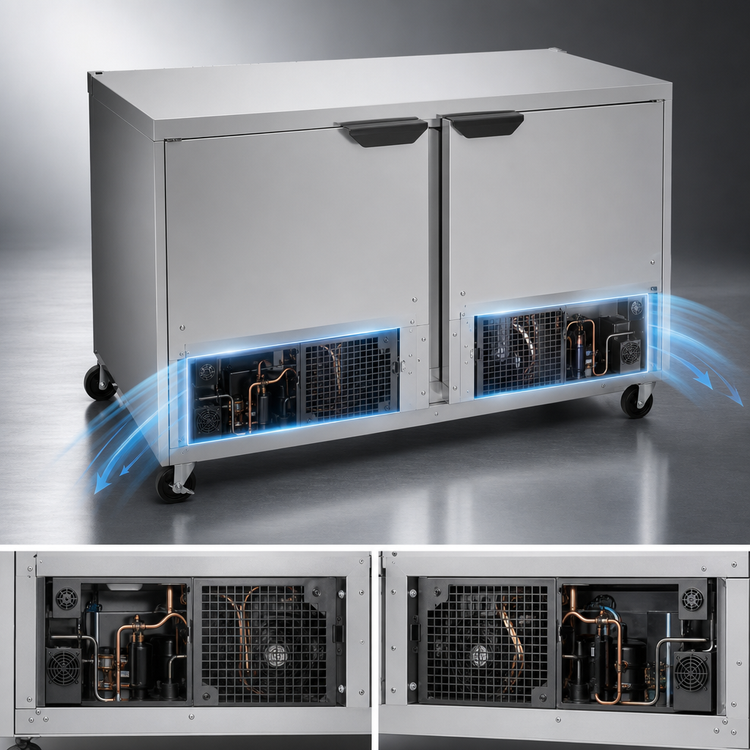 Product image #4 for Beverage Air UCRF48AHC Dual Temp 48-Inch Undercounter Refrigerator/Freezer, 2-Section, Left Refrigerator/Right Freezer