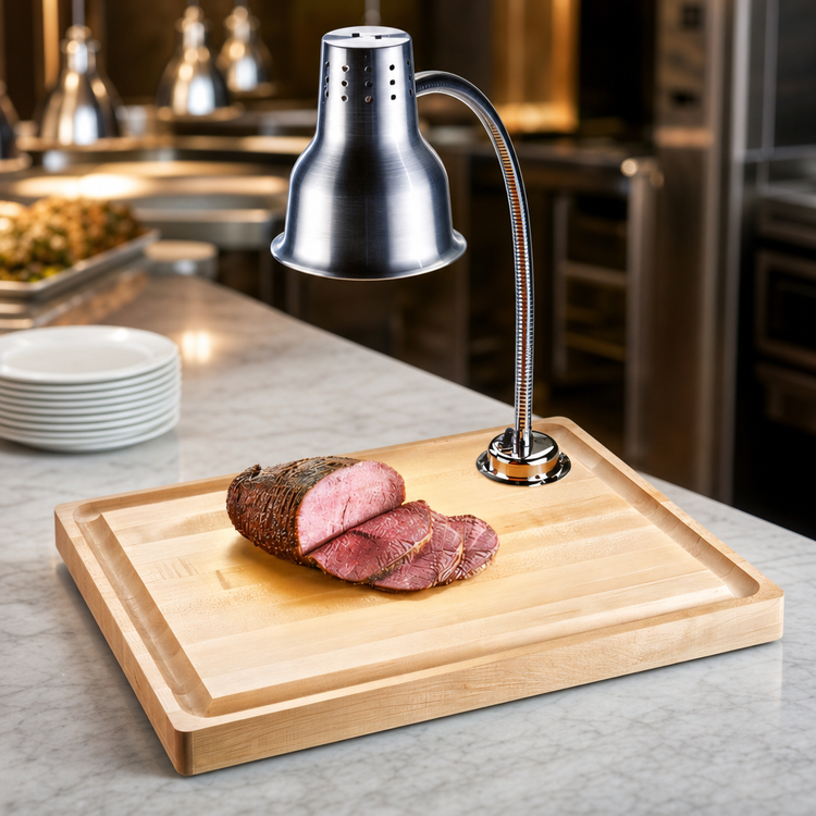 Product image #4 for Cal-Mil 3037-55 20-Inch Countertop Carving Station with Maple Cutting Board & 24-Inch Gooseneck Heat Lamp