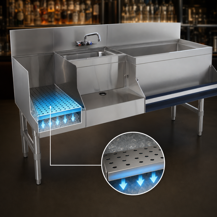 Product image #4 for Advance Tabco Prestige Supreme PRU-24-60L-10 60-Inch Underbar Speed Bar with Left Ice Bin and Blender Station