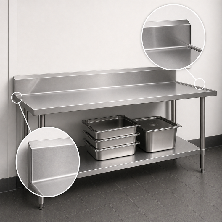 Product image #4 for Duke 144-Inch x 30-Inch Stainless Steel Work Table with 10-Inch Riser and Undershelf