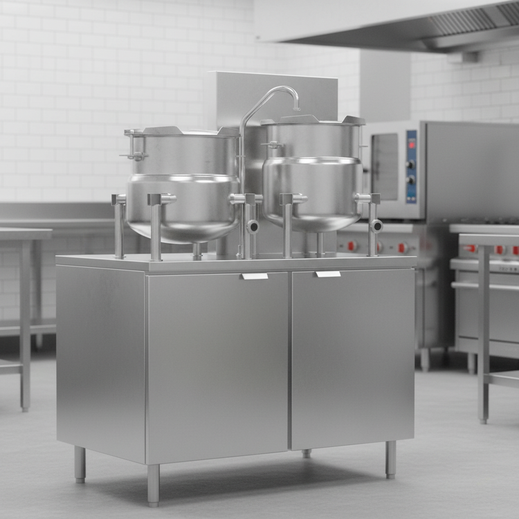 Product image #3 for Crown GMT-10-6 Gas Kettle/Cabinet Assembly with (1) 6 Gallon & (1) 10 Gallon Tilting Kettles