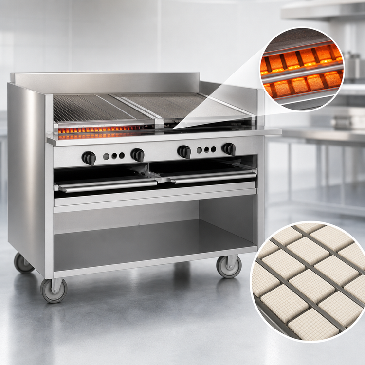 Product image #4 for Magikitch'n FM-SMB-636 36-Inch Floor Model Gas Coal Charbroiler with Open Cabinet Base