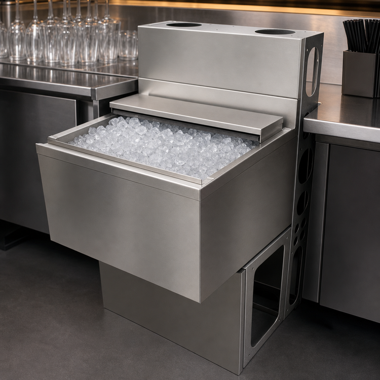 Product image #5 for BK Resources 31-Inch Underbar Ice Bin with 7-Circuit Cold Plate, 120 lb Capacity