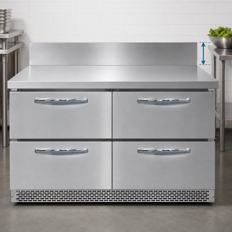Product image #4 for Continental Refrigerator SWF48NBS-FB-D 48" Two-Section Worktop Freezer with Drawers and Backsplash