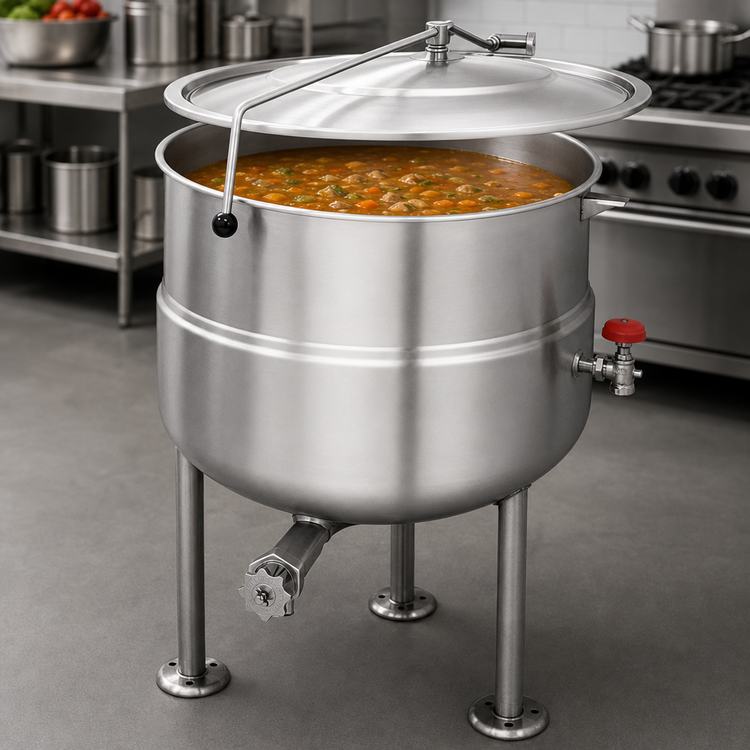 Product image #4 for Cleveland Range 80-Gallon Direct Steam Kettle with 2/3 Steam Jacket and Tri-Leg Base