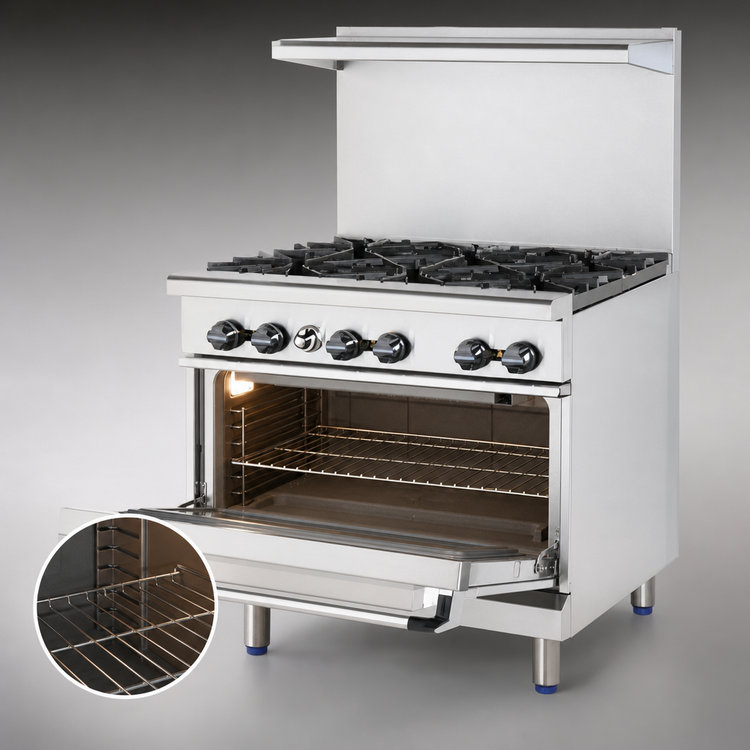 Product image #4 for Turbo Air Radiance 36-Inch Gas Restaurant Range with 6 Open Burners and Standard Oven