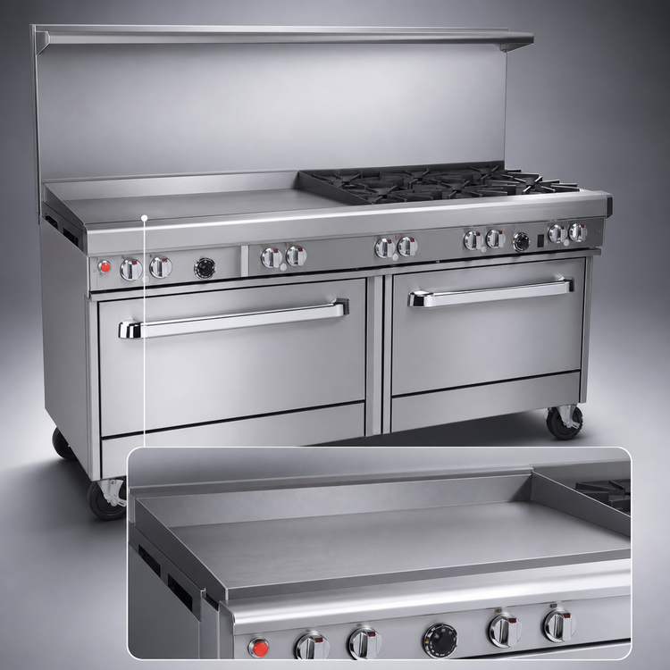 Product image #4 for Southbend Ultimate 60-Inch Gas Restaurant Range with 4 Burners, 36-Inch Thermostatic Griddle, and 2 Cabinets