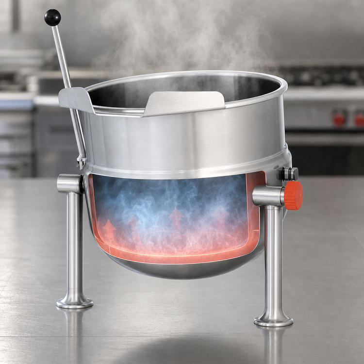 Product image #3 for Cleveland Range 12-Gallon Direct Steam Tilting Steam Kettle with 2/3 Jacket and Equipment Stand